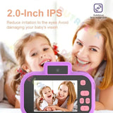 Appareil photo rose pour enfants avec écran IPS de 2.0 pouces