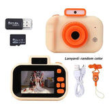 Appareil photo bleu enfant avec objectif orange et écran LCD en plastique beige