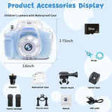 Appareil photo enfant étanche bleu clair avec coque waterproof pour kids