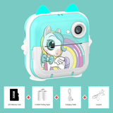 Appareil photo enfant turquoise licorne avec accessoires créatifs inclus