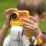 Appareil photo enfant impression papier jaune et orange avec impression instantanée