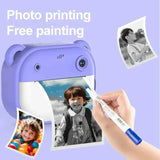 Imprimante photo instantanée violet avec design ours pour appareil photo enfant vert