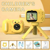 Appareil photo enfant vintage Jaune / Inclut une carte de 32 Go