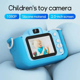 Appareil photo enfant bleu en silicone avec écran de 2 pouces pour filles de 10 ans