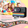 Appareil photo imprimante enfant avec design noir et bande rainbow