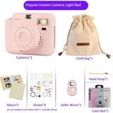 Appareil photo instantané Pink Popoto avec accessoires dans une boîte colorée