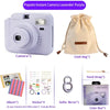 Appareil photo instantané violet avec accessoires comme sac, album, autocollants et miroir