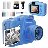 Appareil photo instantané enfant bleu avec accessoires comme carte mémoire et câbles