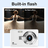 Appareil photo Junior blanc 4K avec flash intégré et objectif