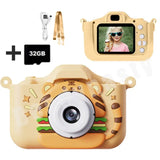 Appareil photo tigre pour enfants en forme de hamburger avec carte mémoire 32 Go