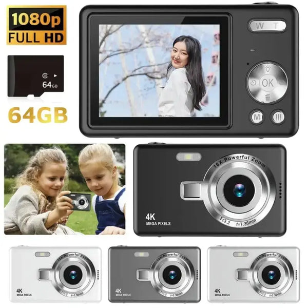 Caméra de voyage expert HD avec écran LCD et capacité de stockage de 64 Go