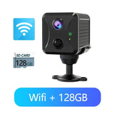 Caméra de sécurité WiFi noire Mini Camera 4G avec emplacement pour carte SD de 128 Go