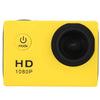 Caméra de plongée étanche Mini en jaune HD 1080p avec objectif noir et bouton mode