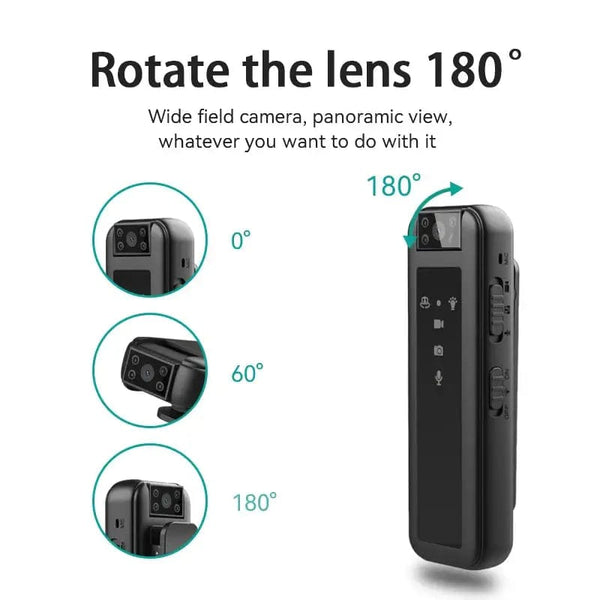 Mini camera de surveillance avec enregistrement et objectif rotatif à 180 degrés