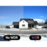 Comparaison d’une maison avec et sans technologie WDR en caméra de surveillance