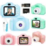 Mini caméra vidéo numérique HD pour enfants en pastel bleu, vert et rose avec écran LCD