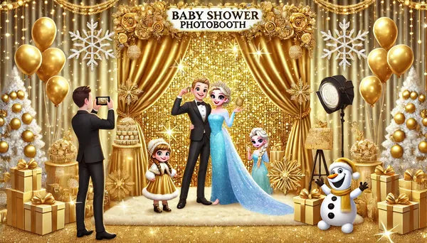 Photobooth Baby Shower Doré : Une touche d'élégance pour votre fête